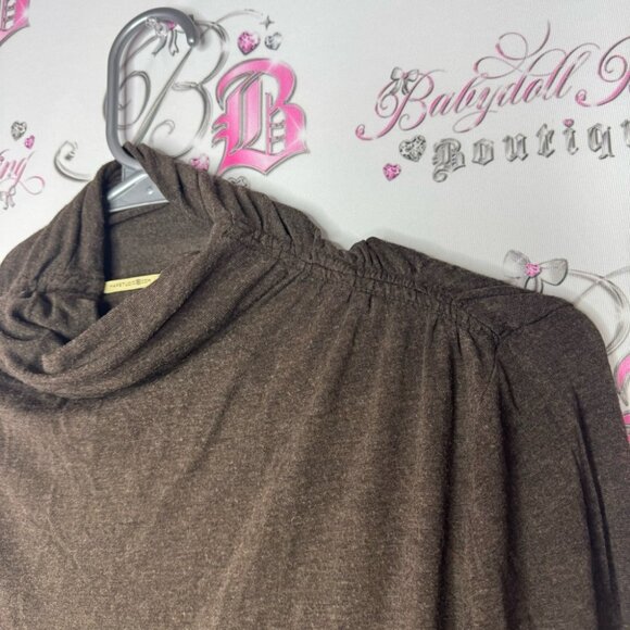 Max studio turtleneck long sleeve cinched sexy brown soft stretchy flattering - Picture 8 of 12